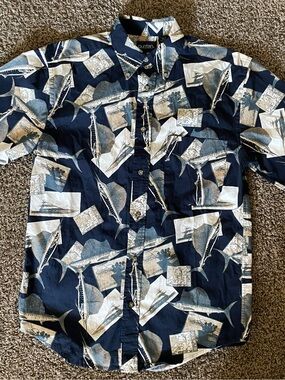 Puritan Navy Short-slaves Printed Shirt Jacket